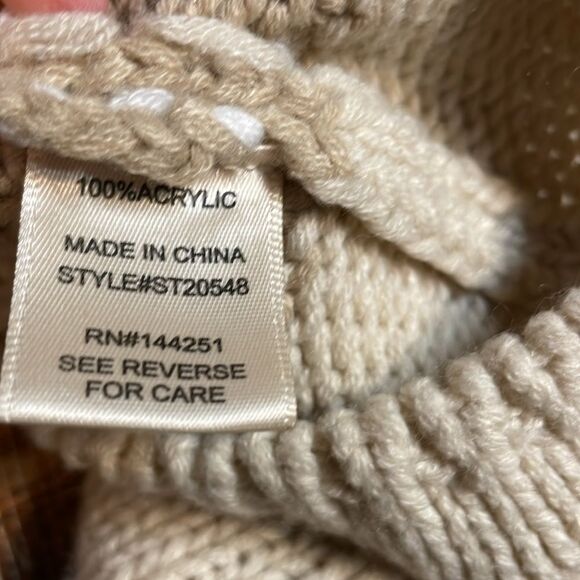 Sincerely Jules Woman’s oversized cropped tan/cream knit sweater. Size M - Picture 6 of 8